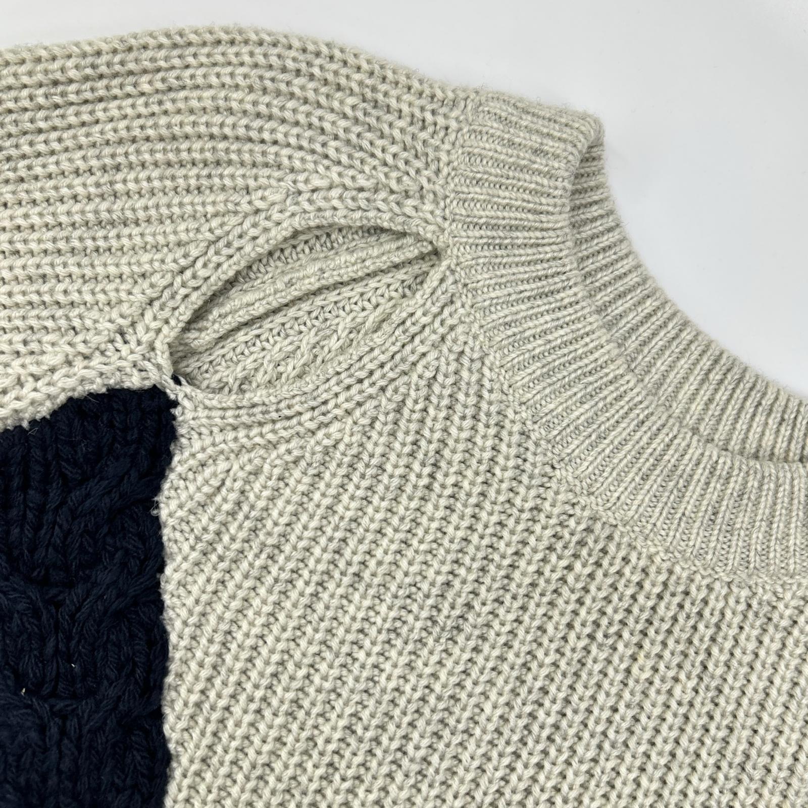 3.1 Phillip lim スリーワンフィリップリム ネイビー×アイボリー ケーブル編みニット トップス トップス
