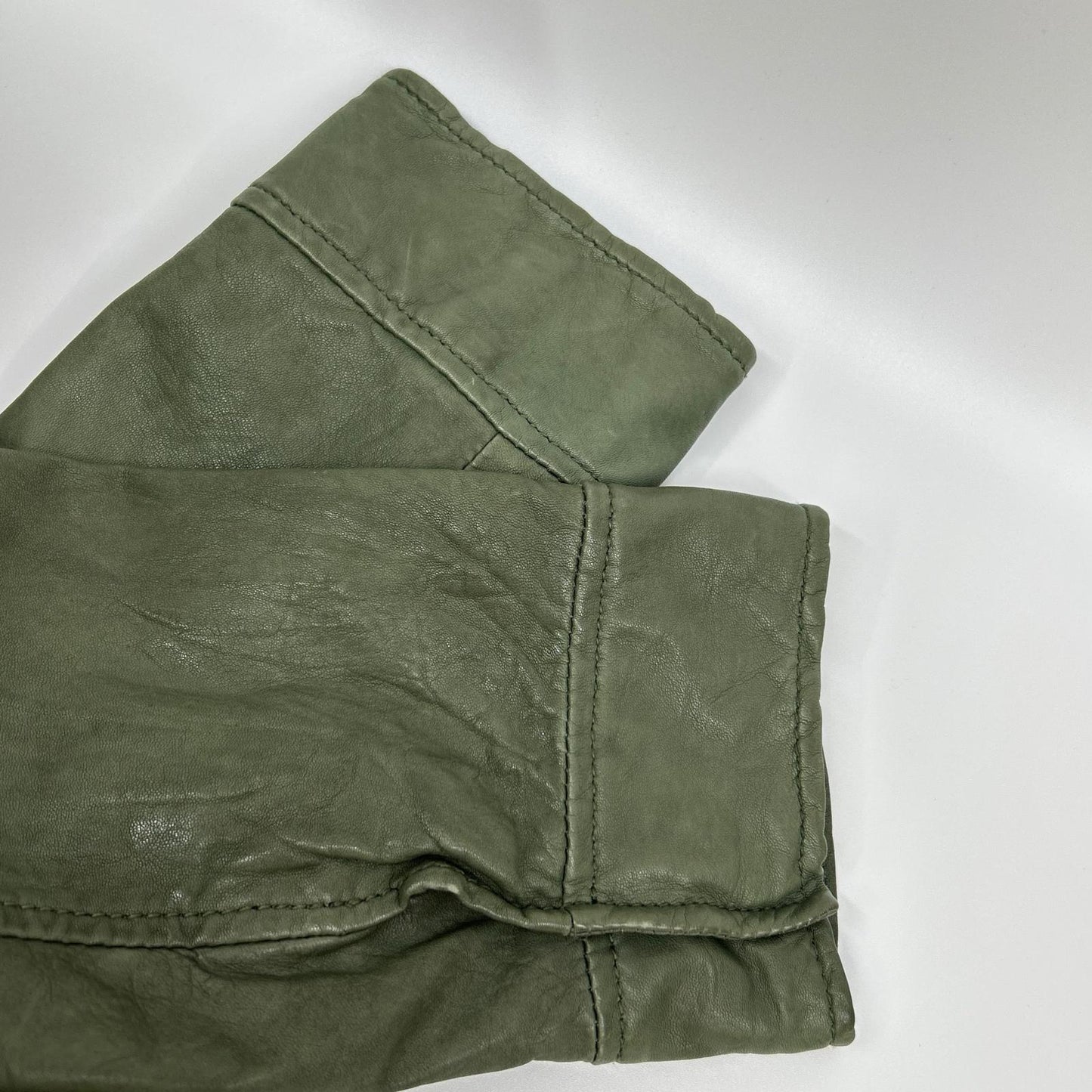 Khaki WHN563 Lamb Leather Hooded Coat Long Jacket Jacket