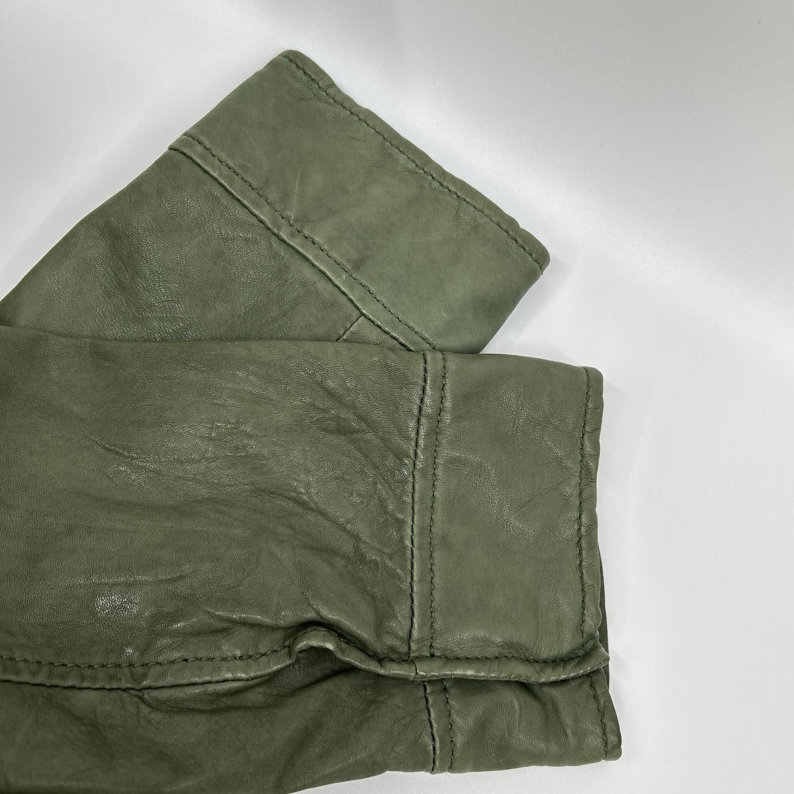 Khaki WHN563 Lamb Leather Hooded Coat Long Jacket Jacket