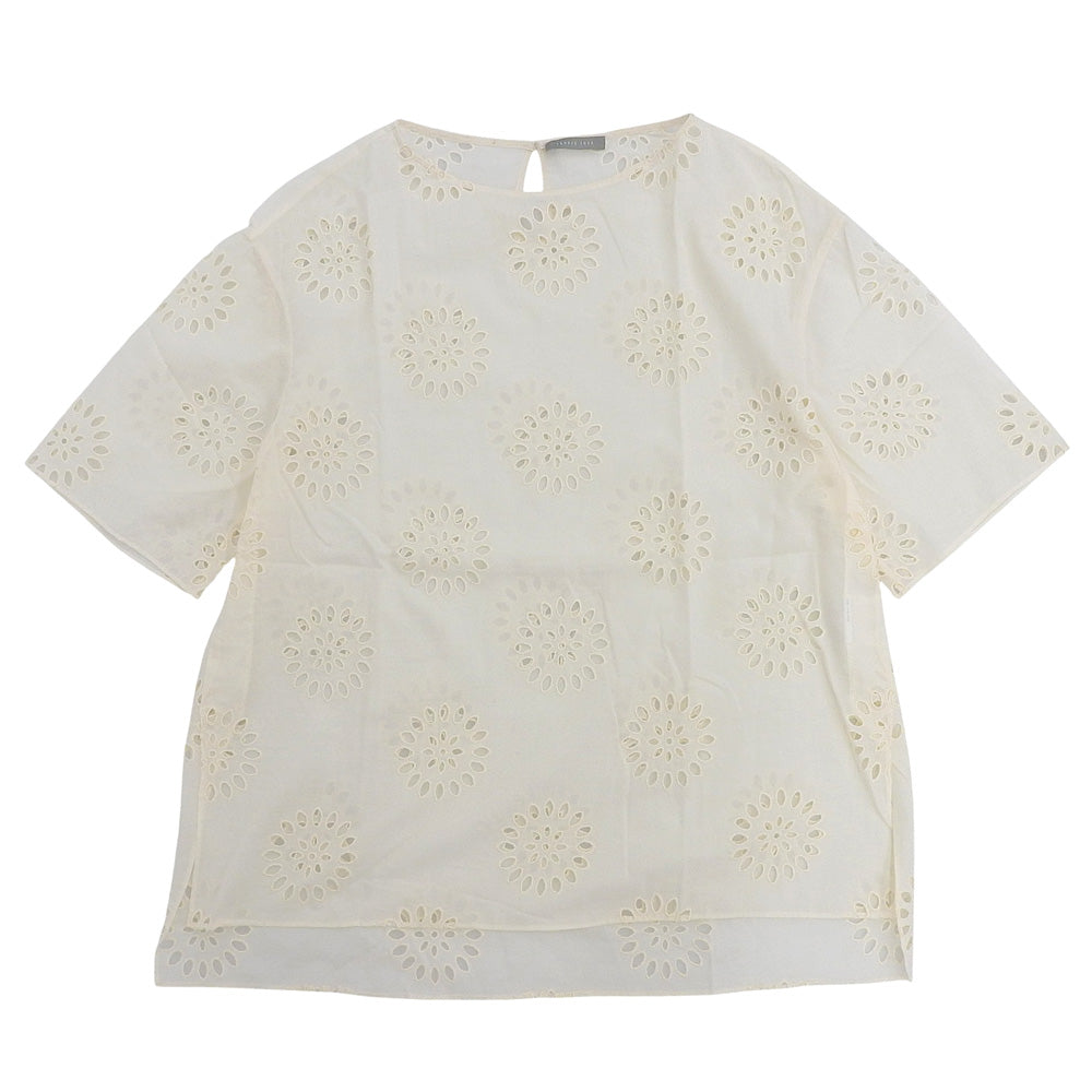 theory luxe セオリーリュクス 新品同様 MOSA SIMPKE FLR EYELET コットン 半袖トップス レディース アイボリー 38 03-0108230 トップス