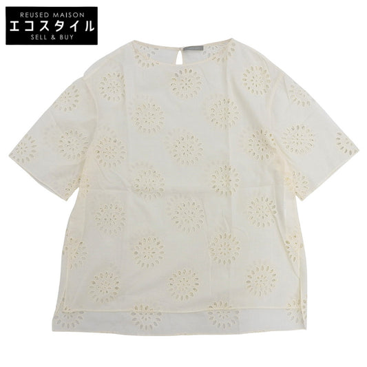 theory luxe セオリーリュクス 新品同様 MOSA SIMPKE FLR EYELET コットン 半袖トップス レディース アイボリー 38 03-0108230 トップス