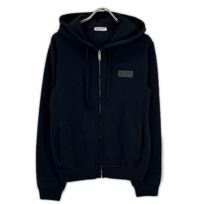 VALENTINO ヴァレンティノ ブラック 1V3KE01P864 00000280611 ウール×カシミヤ ニット ジップアップ ロゴパーカー トップス