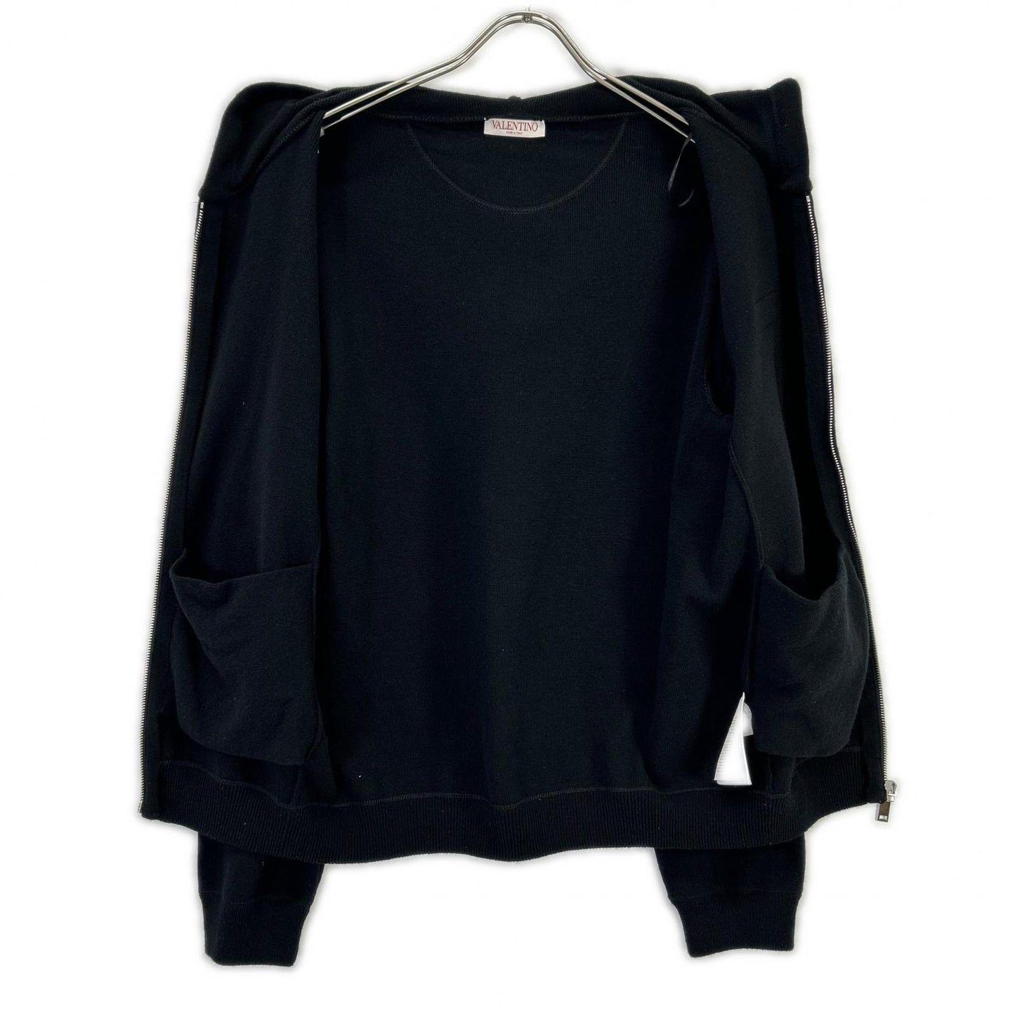 VALENTINO ヴァレンティノ ブラック 1V3KE01P864 00000280611 ウール×カシミヤ ニット ジップアップ ロゴパーカー トップス
