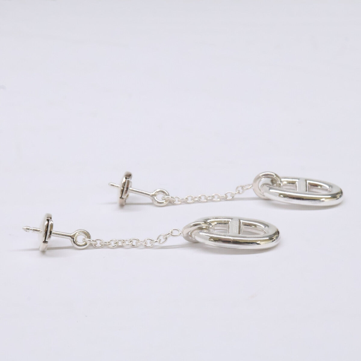 HERMES エルメス 仕上げ済み 925 シェーヌダンクル ファランドールMM チェーン ピアス