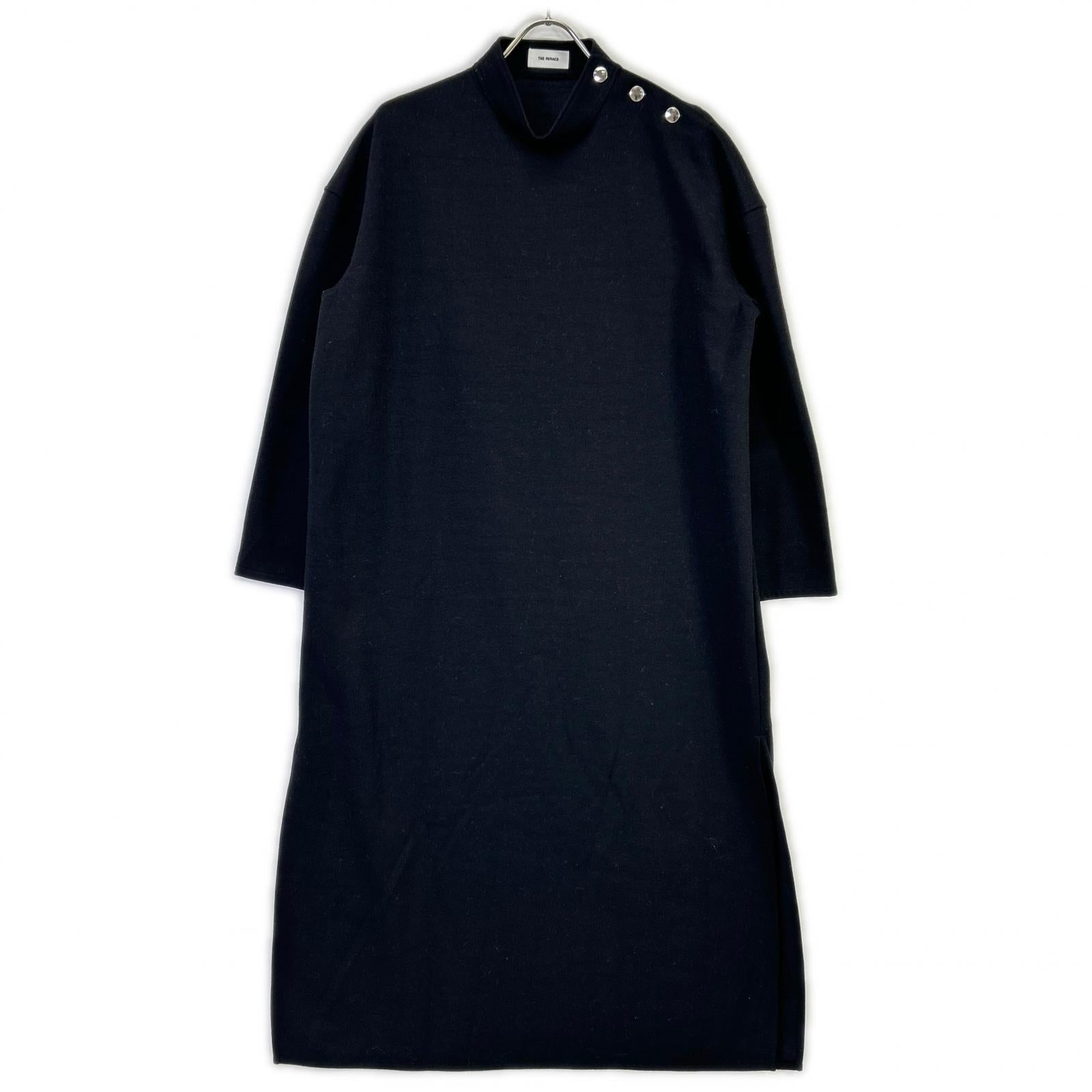 THE RERACS ザ・リラクス ブラック 23FW RECS-413L-F SIDE OPEN STANDCOLLAR DRESS ワンピース