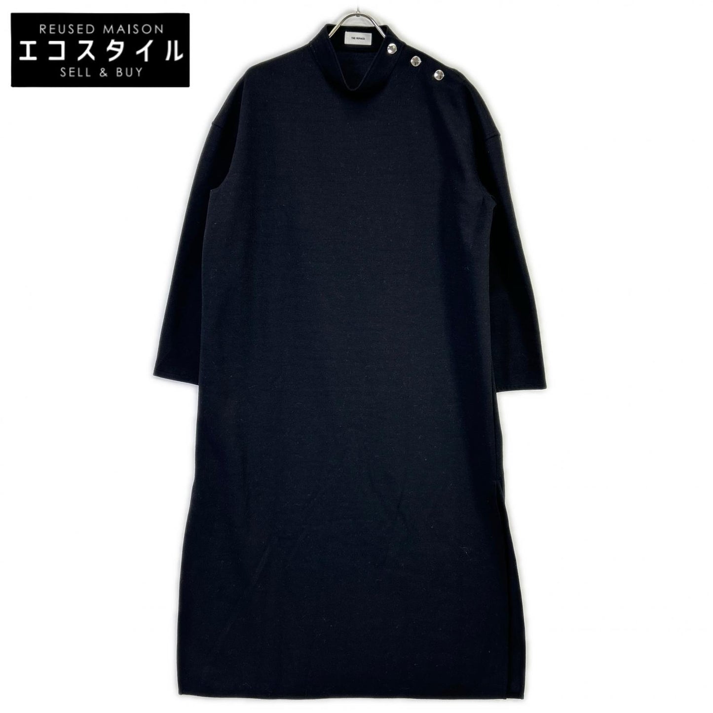 THE RERACS ザ・リラクス ブラック 23FW RECS-413L-F SIDE OPEN STANDCOLLAR DRESS ワンピース