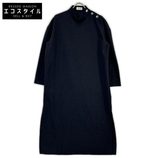 THE RERACS ザ・リラクス ブラック 23FW RECS-413L-F SIDE OPEN STANDCOLLAR DRESS ワンピース