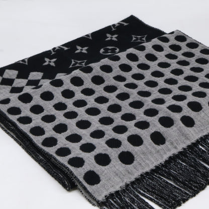 LOUIS VUITTON [Like new] M73055 Écharpe Polka Gram wool/cashmere scarf