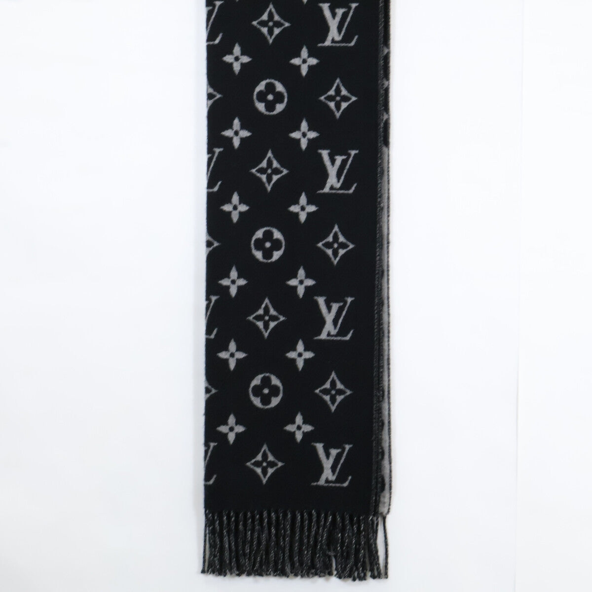 LOUIS VUITTON [Like new] M73055 Écharpe Polka Gram wool/cashmere scarf