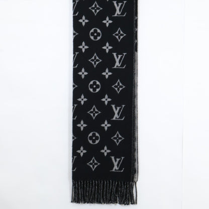 LOUIS VUITTON [Like new] M73055 Écharpe Polka Gram wool/cashmere scarf