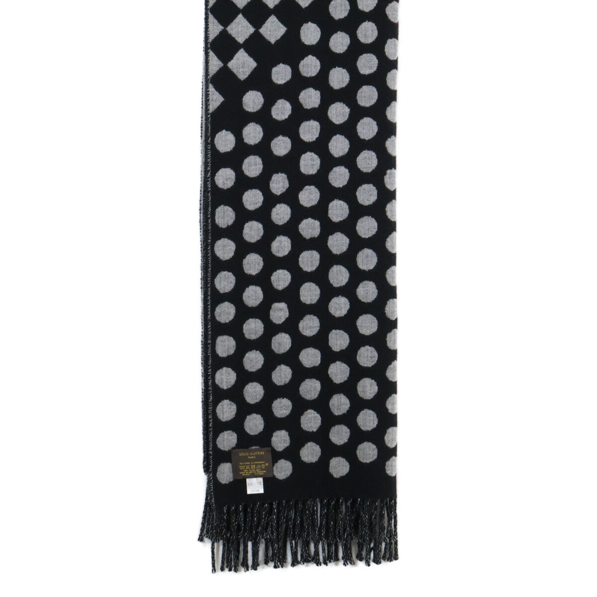 LOUIS VUITTON [Like new] M73055 Écharpe Polka Gram wool/cashmere scarf