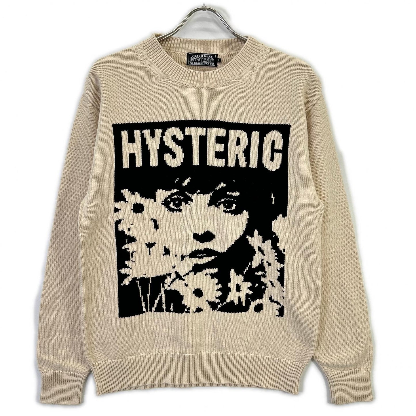 HYSTERIC GLAMOUR ヒステリックグラマー 02231NS01 ベージュ FLOWER TRAVELING編込セーター トップス