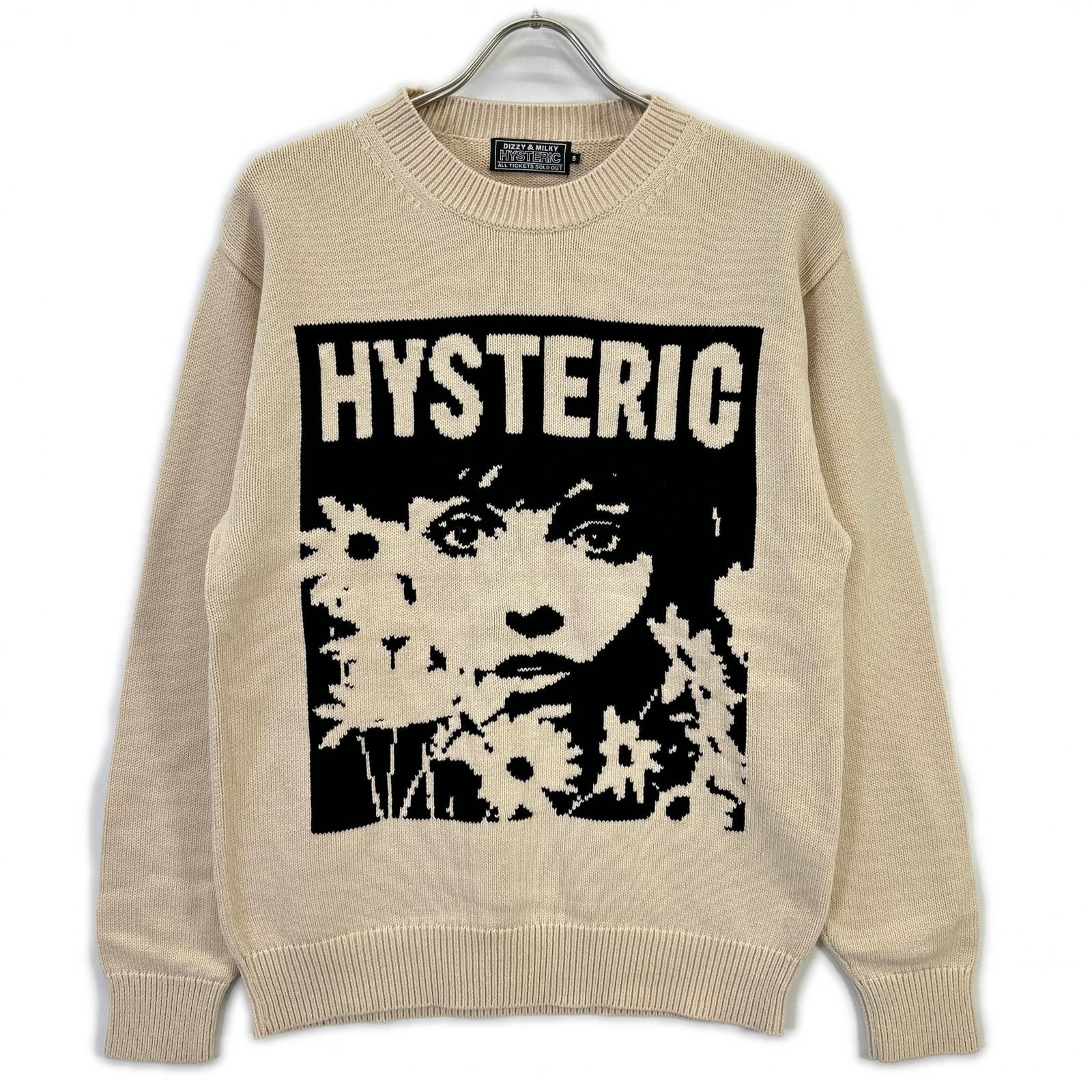 HYSTERIC GLAMOUR ヒステリックグラマー 02231NS01 ベージュ FLOWER TRAVELING編込セーター トップス