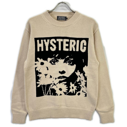 HYSTERIC GLAMOUR ヒステリックグラマー 02231NS01 ベージュ FLOWER TRAVELING編込セーター トップス