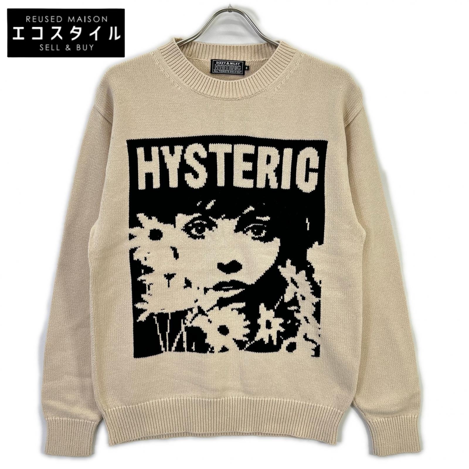 HYSTERIC GLAMOUR ヒステリックグラマー 02231NS01 ベージュ FLOWER TRAVELING編込セーター トップス