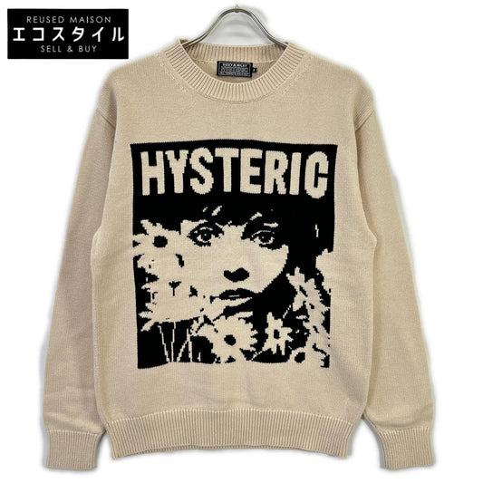 HYSTERIC GLAMOUR ヒステリックグラマー 02231NS01 ベージュ FLOWER TRAVELING編込セーター トップス