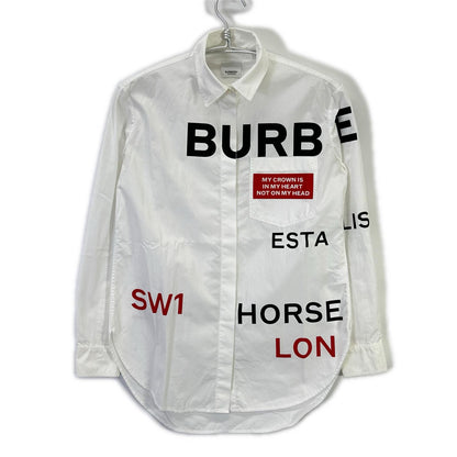 BURBERRY バーバリー 8015637 ホワイト ホースフェリー ティッシ期 コットン シャツ トップス