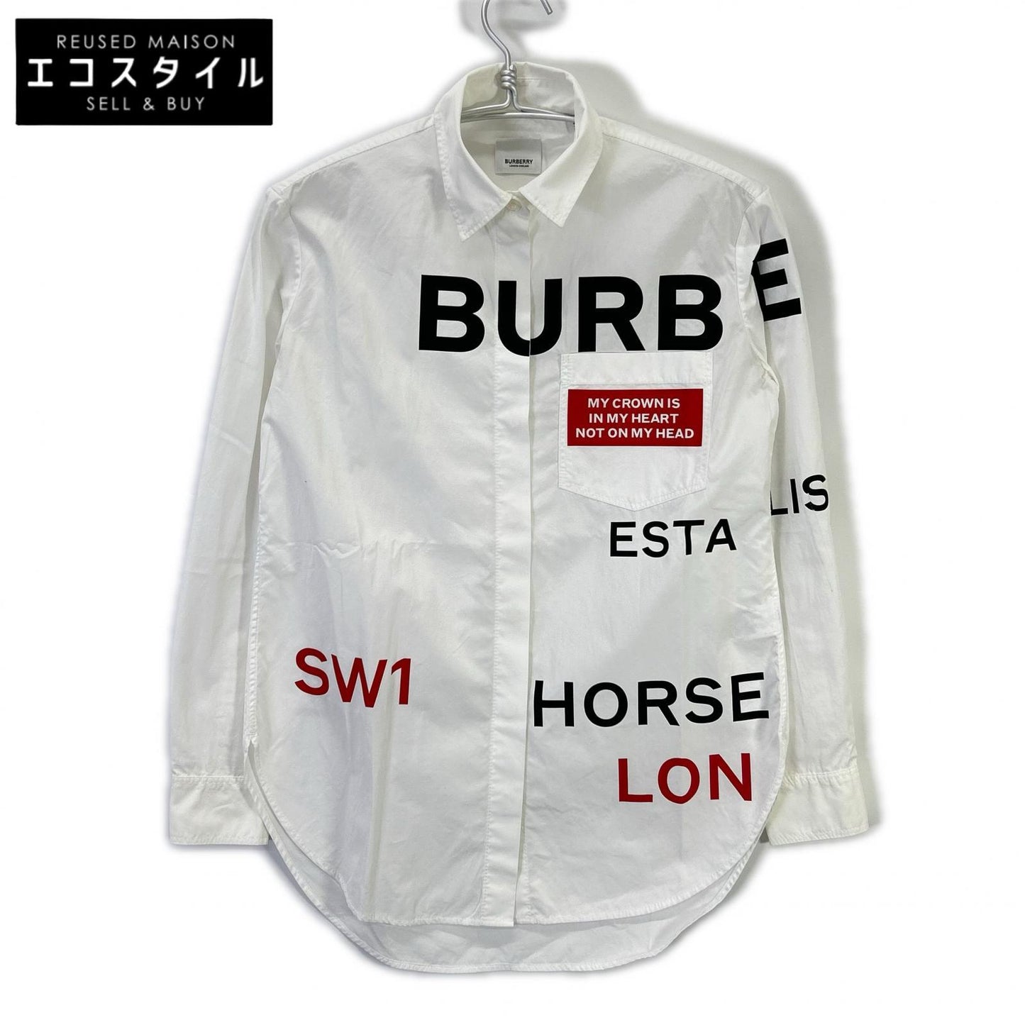 BURBERRY バーバリー 8015637 ホワイト ホースフェリー ティッシ期 コットン シャツ トップス