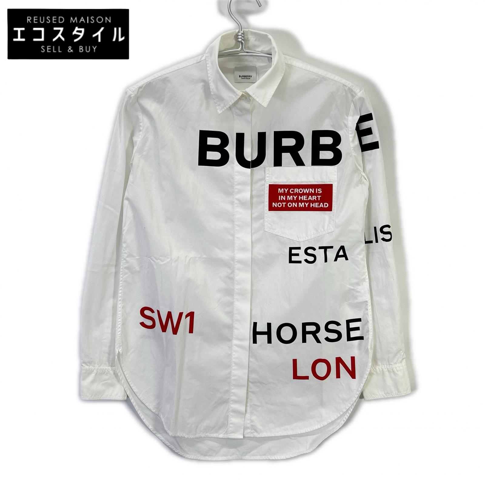 BURBERRY バーバリー 8015637 ホワイト ホースフェリー ティッシ期 コットン シャツ トップス