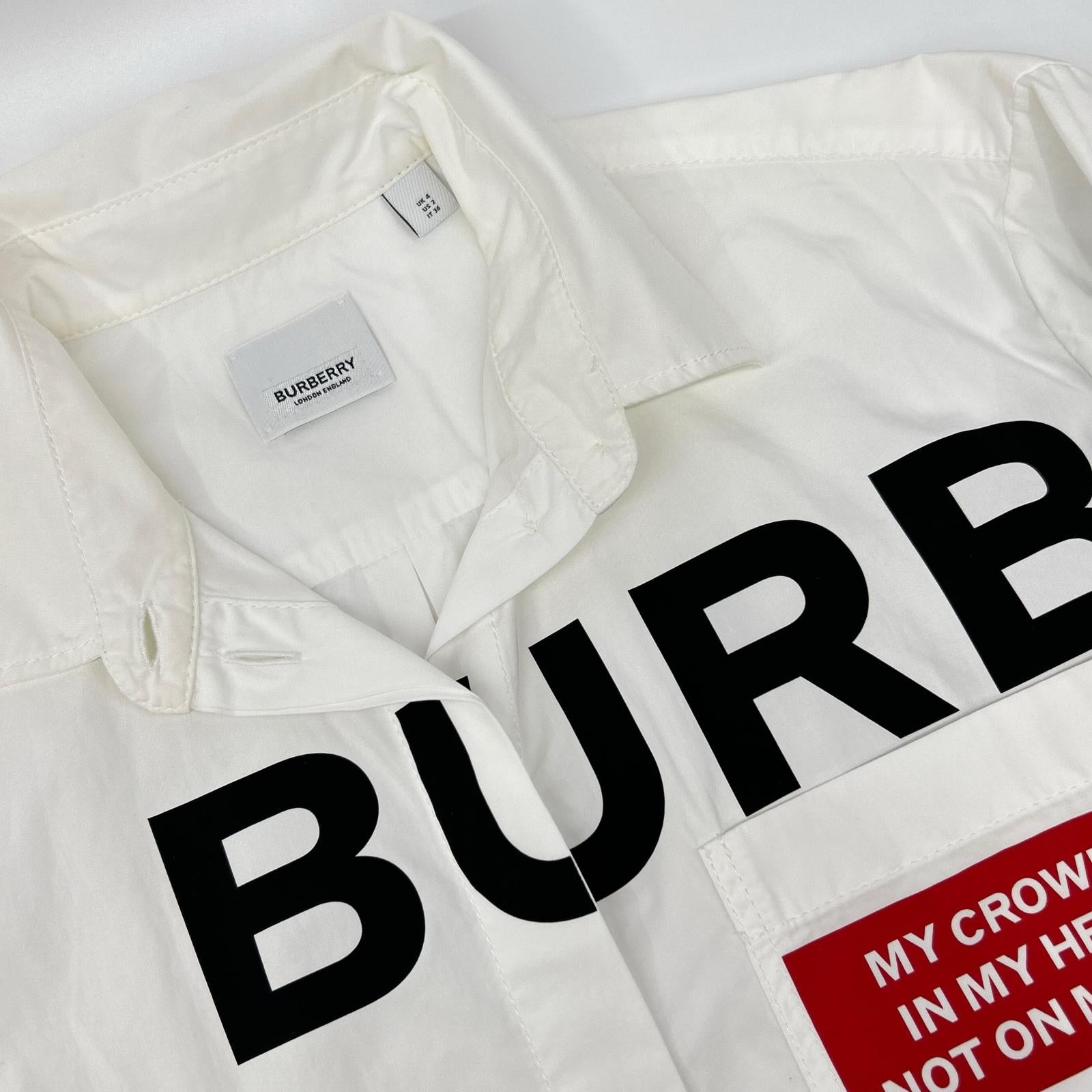 BURBERRY バーバリー 8015637 ホワイト ホースフェリー ティッシ期 コットン シャツ トップス