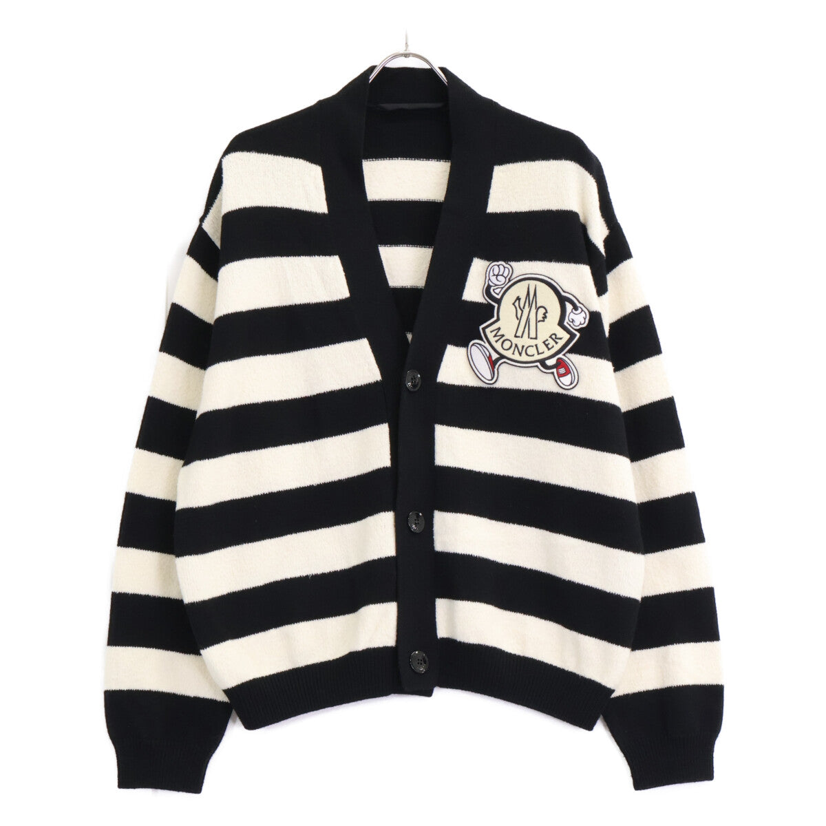 MONCLER モンクレール I10919B00010 CADIGAN TRICOT ビッグロゴワッペン ボーダー カーディガン トップス