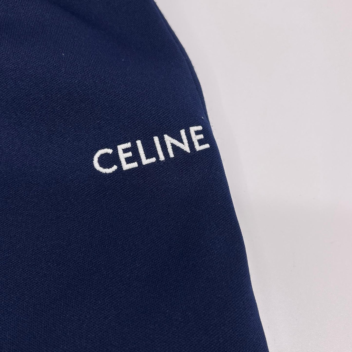CELINE セリーヌ 2Z1301210 ネイビー ダブルフェイス ジャージー ロゴ パンツ ボトムス