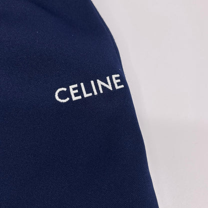 CELINE セリーヌ 2Z1301210 ネイビー ダブルフェイス ジャージー ロゴ パンツ ボトムス