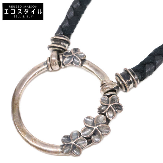La Loop ラループ 925 フラワーデザイン グラスホルダー レザーコード ネックレス
