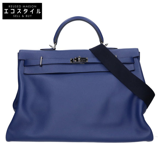 HERMES Kelly 50 Voyage Evercolor Travel Bag Handbag with Shoulder Strap Z-stamp