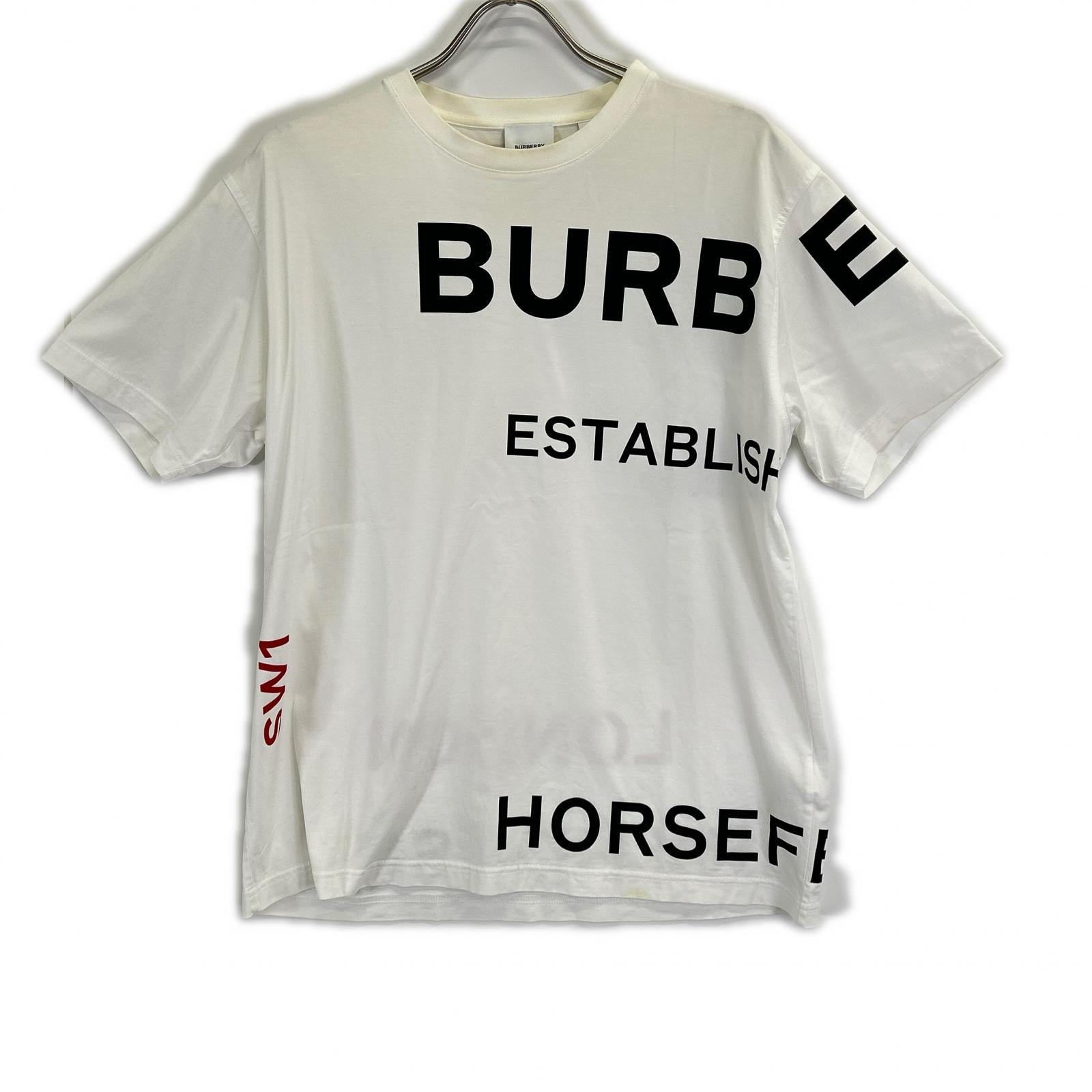BURBERRY バーバリー 8017103 ホワイト ホースフェリープリント コットン オーバーサイズ Tシャツ トップス