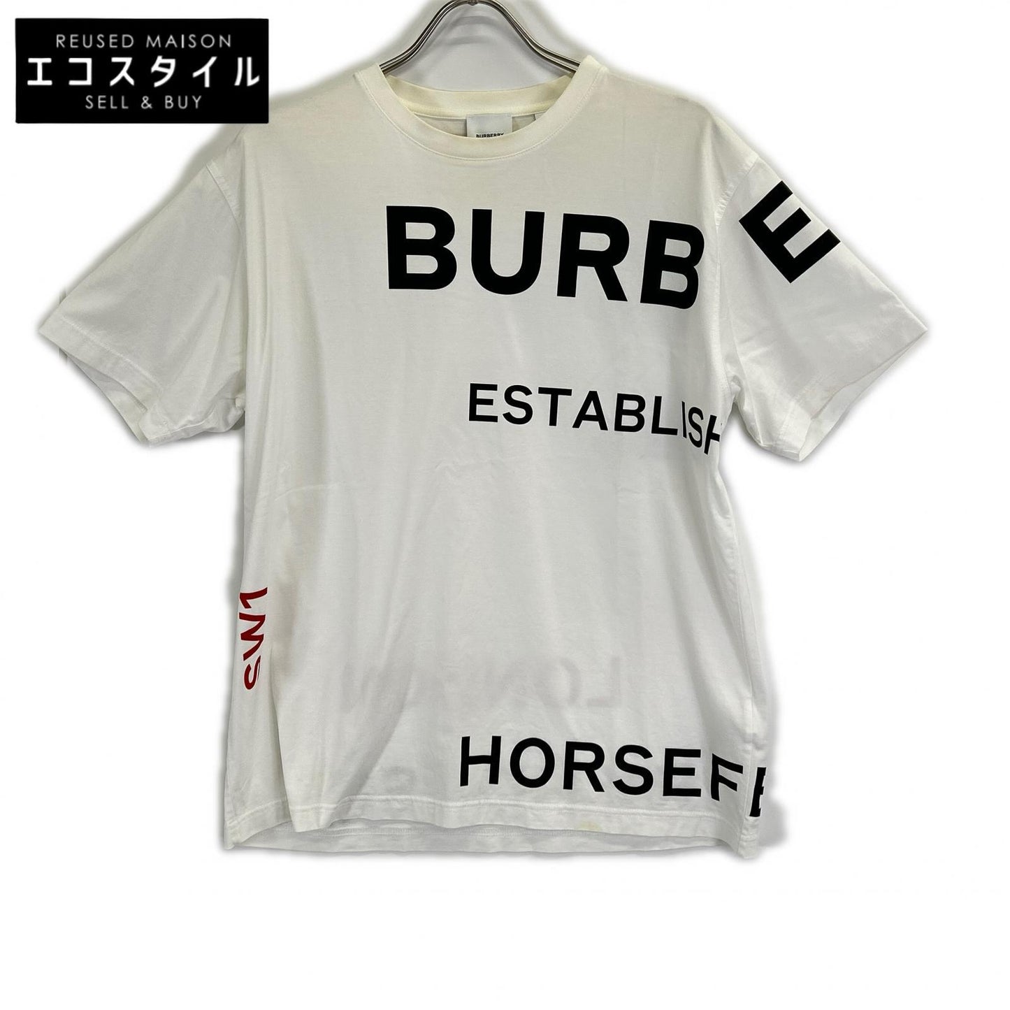 BURBERRY バーバリー 8017103 ホワイト ホースフェリープリント コットン オーバーサイズ Tシャツ トップス