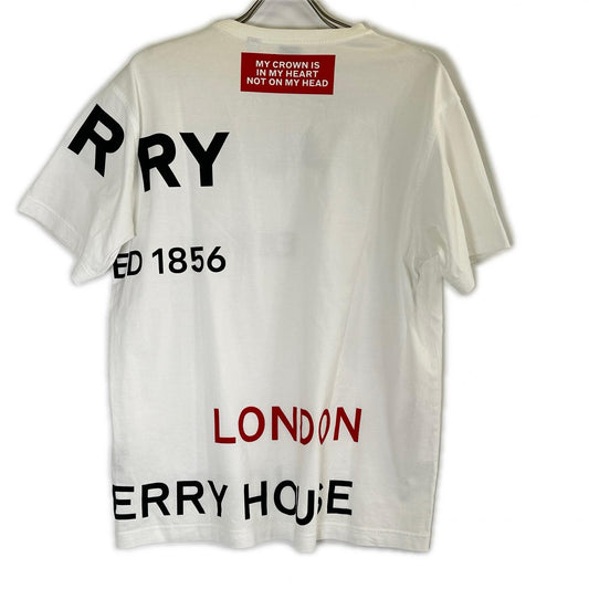 BURBERRY バーバリー 8017103 ホワイト ホースフェリープリント コットン オーバーサイズ Tシャツ トップス