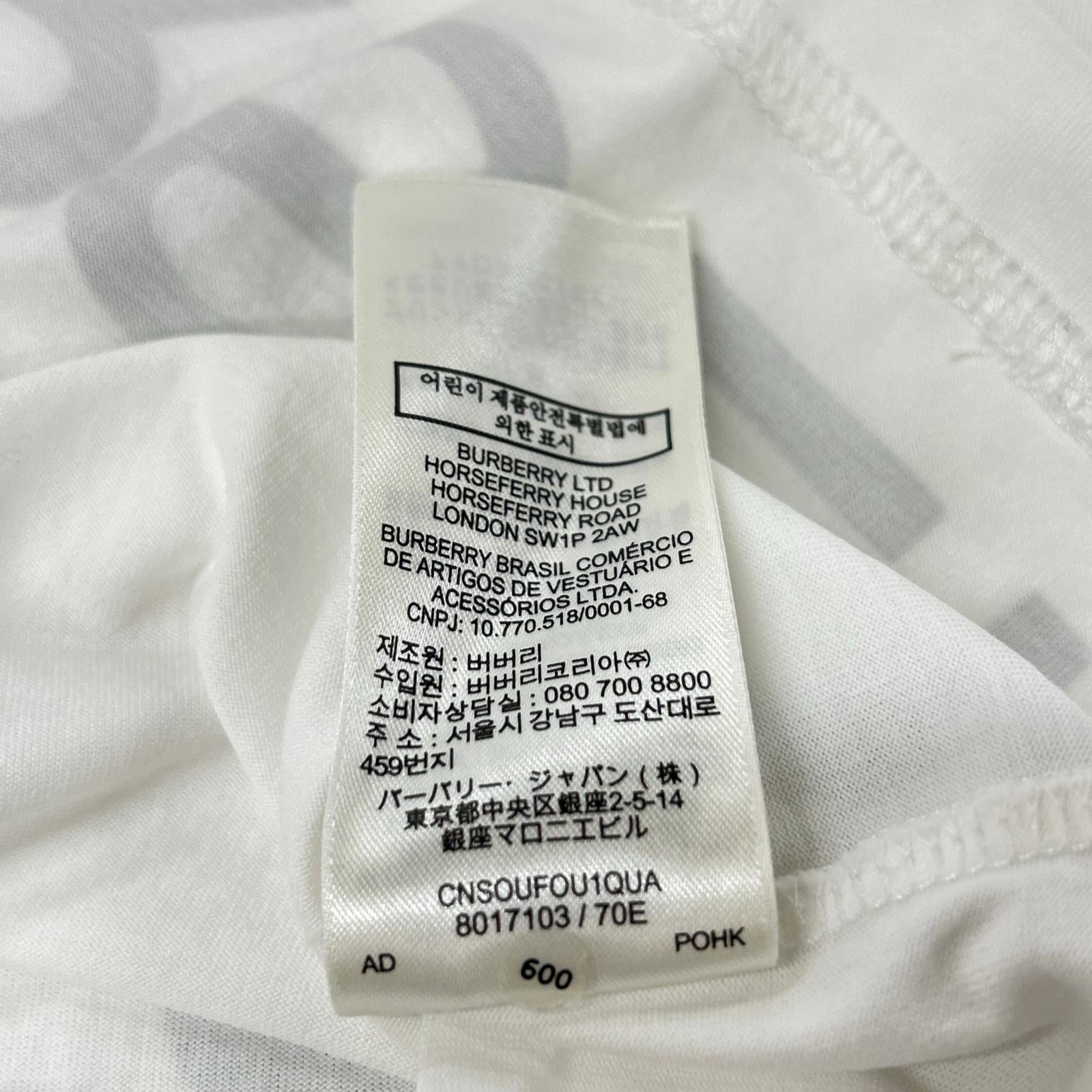 BURBERRY バーバリー 8017103 ホワイト ホースフェリープリント コットン オーバーサイズ Tシャツ トップス