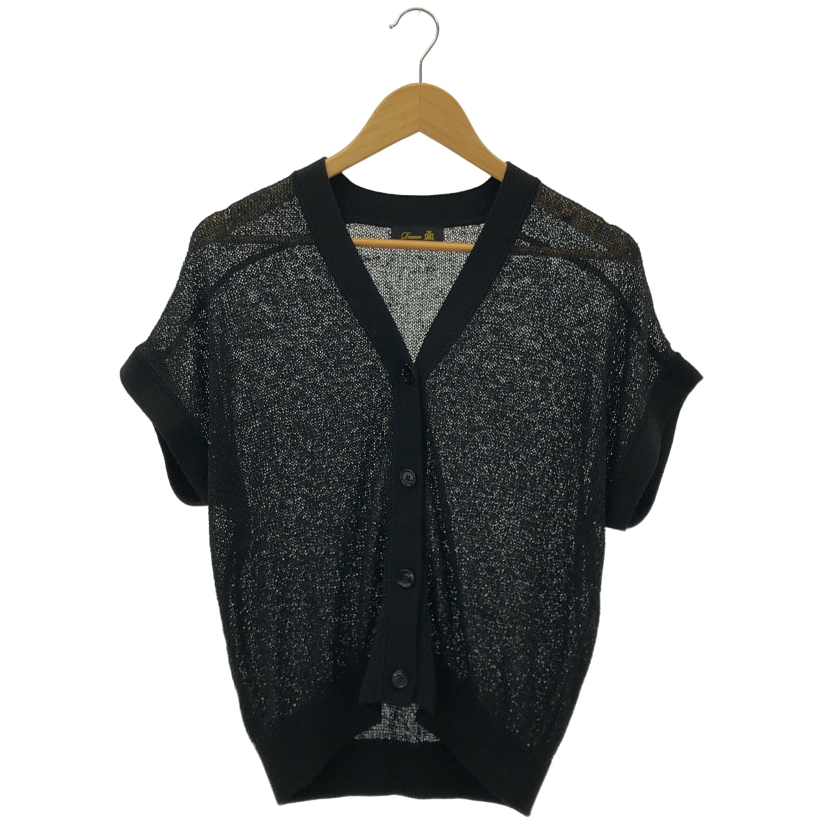 DRAWER black sequin and glitter short-sleeve knit cardigan