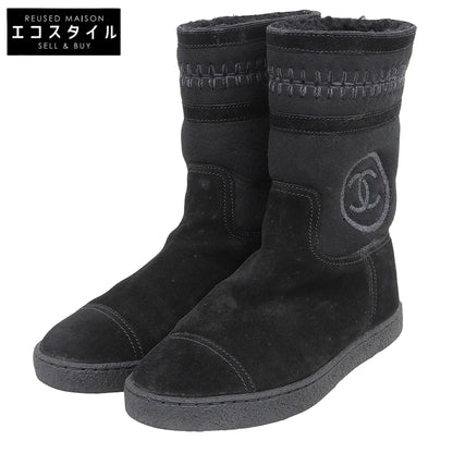 CHANEL シャネル ココマーク ステッチ ムートンブーツ レディース ブラック 36 G30208 シューズ