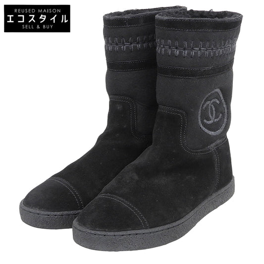 CHANEL シャネル ココマーク ステッチ ムートンブーツ レディース ブラック 36 G30208 シューズ