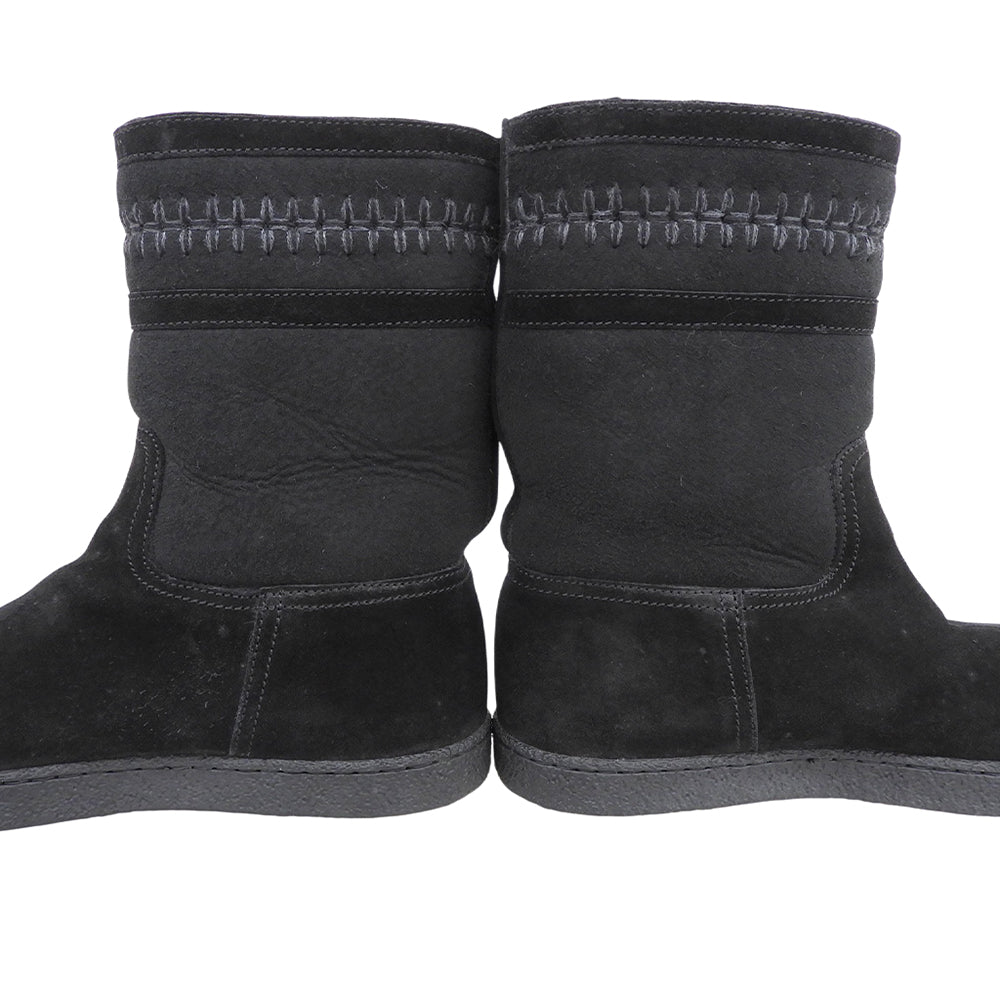 CHANEL Coco Mark stitched shearling boots, women's shoes, black, 36, G30208, shoes