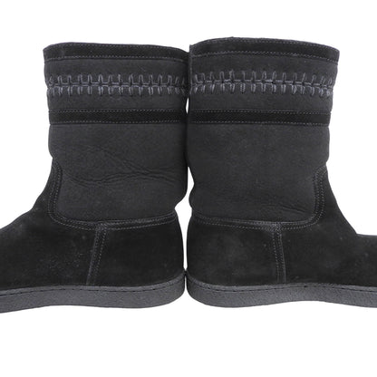 CHANEL Coco Mark stitched shearling boots, women's shoes, black, 36, G30208, shoes