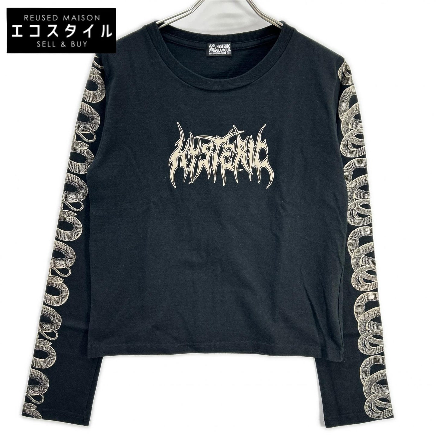 HYSTERIC GLAMOUR Hysteric Glamour 01193CL03 Black SNAKE SLEEVE Long-sleeved T-shirt Top