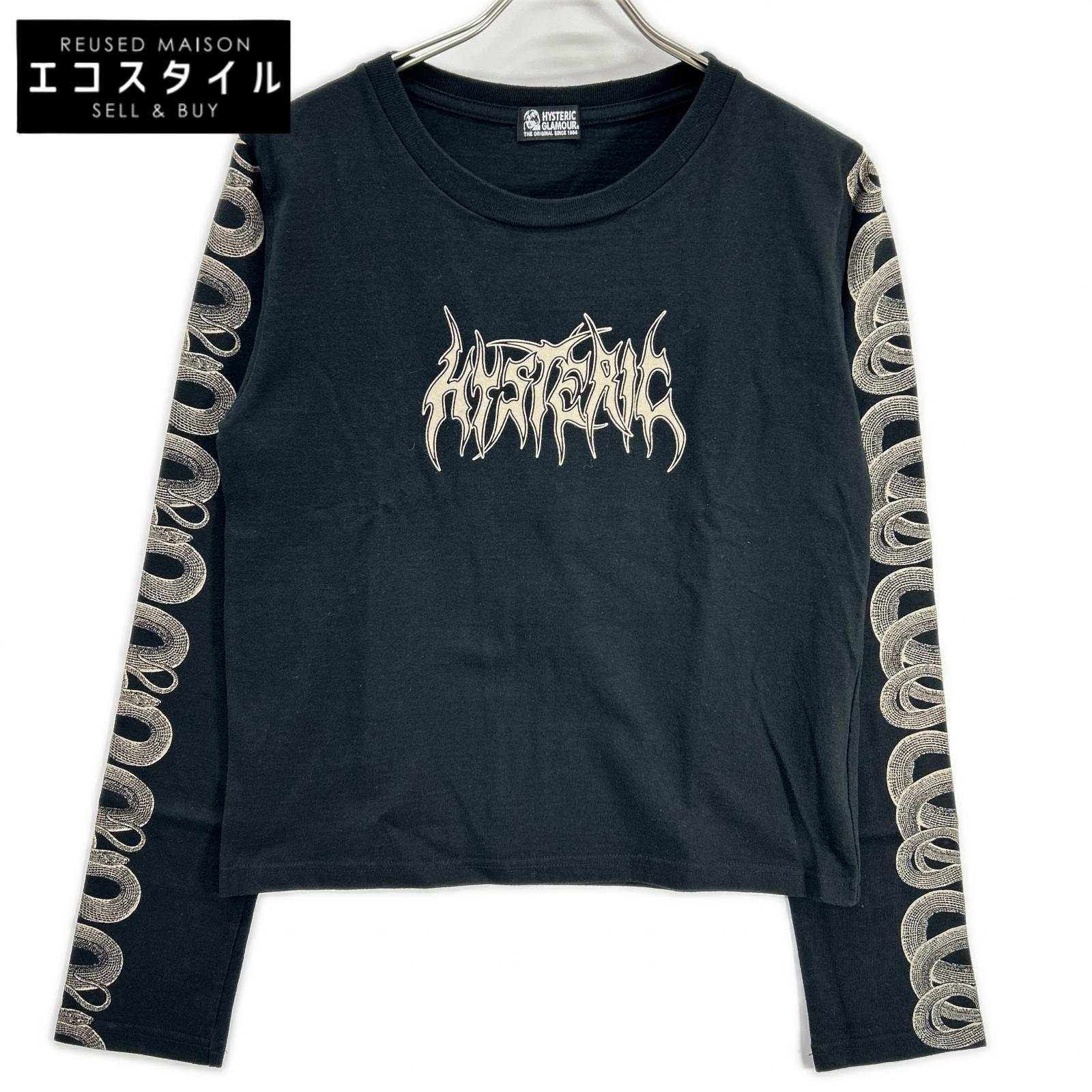 HYSTERIC GLAMOUR Hysteric Glamour 01193CL03 Black SNAKE SLEEVE Long-sleeved T-shirt Top