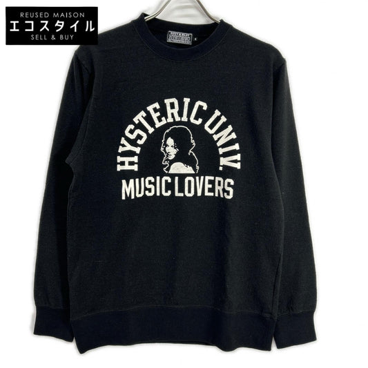HYSTERIC GLAMOUR ヒステリックグラマー 02251CS02 ブラック MUSIC LOVERS クルーネック スウェット トップス