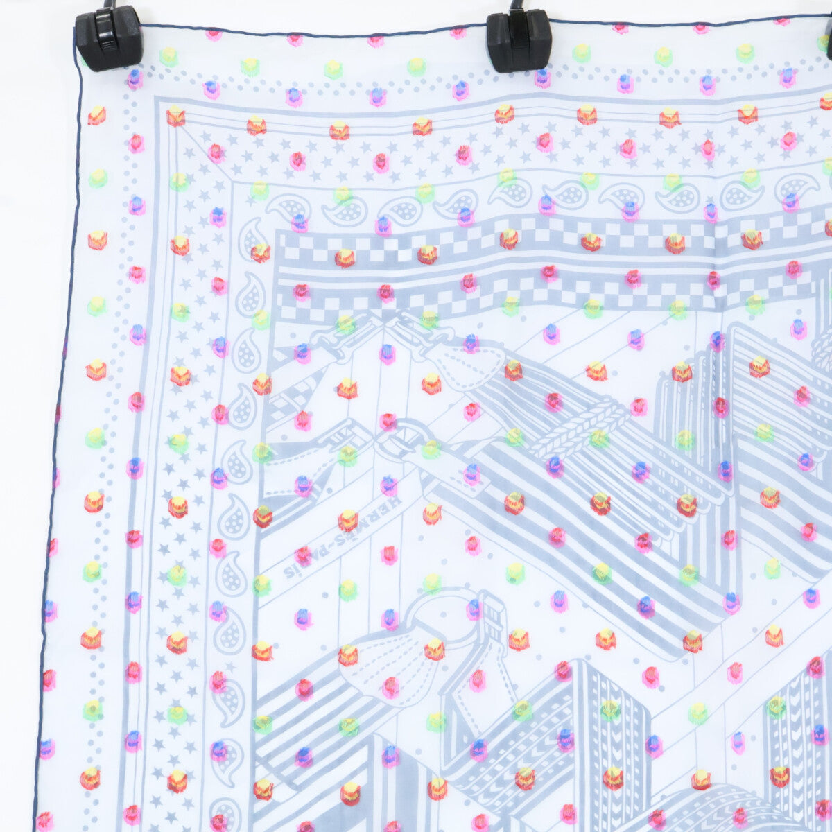 HERMES エルメス 【美品】SANGLES EN ZIGZAG BANBANA ジグザグのサングル シルク混 カレ60 スカーフ
