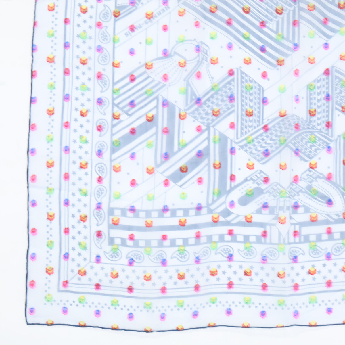 HERMES エルメス 【美品】SANGLES EN ZIGZAG BANBANA ジグザグのサングル シルク混 カレ60 スカーフ