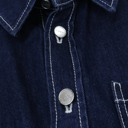 GUCCI グッチ 【国内正規/25年製】815658 XDC6S 4032 レーザー 半袖デニムシャツ トップス