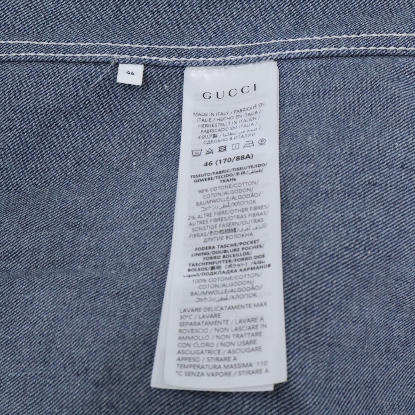GUCCI グッチ 【国内正規/25年製】815658 XDC6S 4032 レーザー 半袖デニムシャツ トップス
