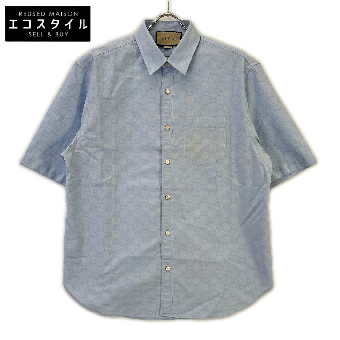 GUCCI グッチ ブルー 770295 ZAM9M GGスプリーム オックスフォードコットン シャツ トップス