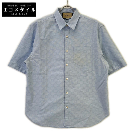 GUCCI グッチ ブルー 770295 ZAM9M GGスプリーム オックスフォードコットン シャツ トップス