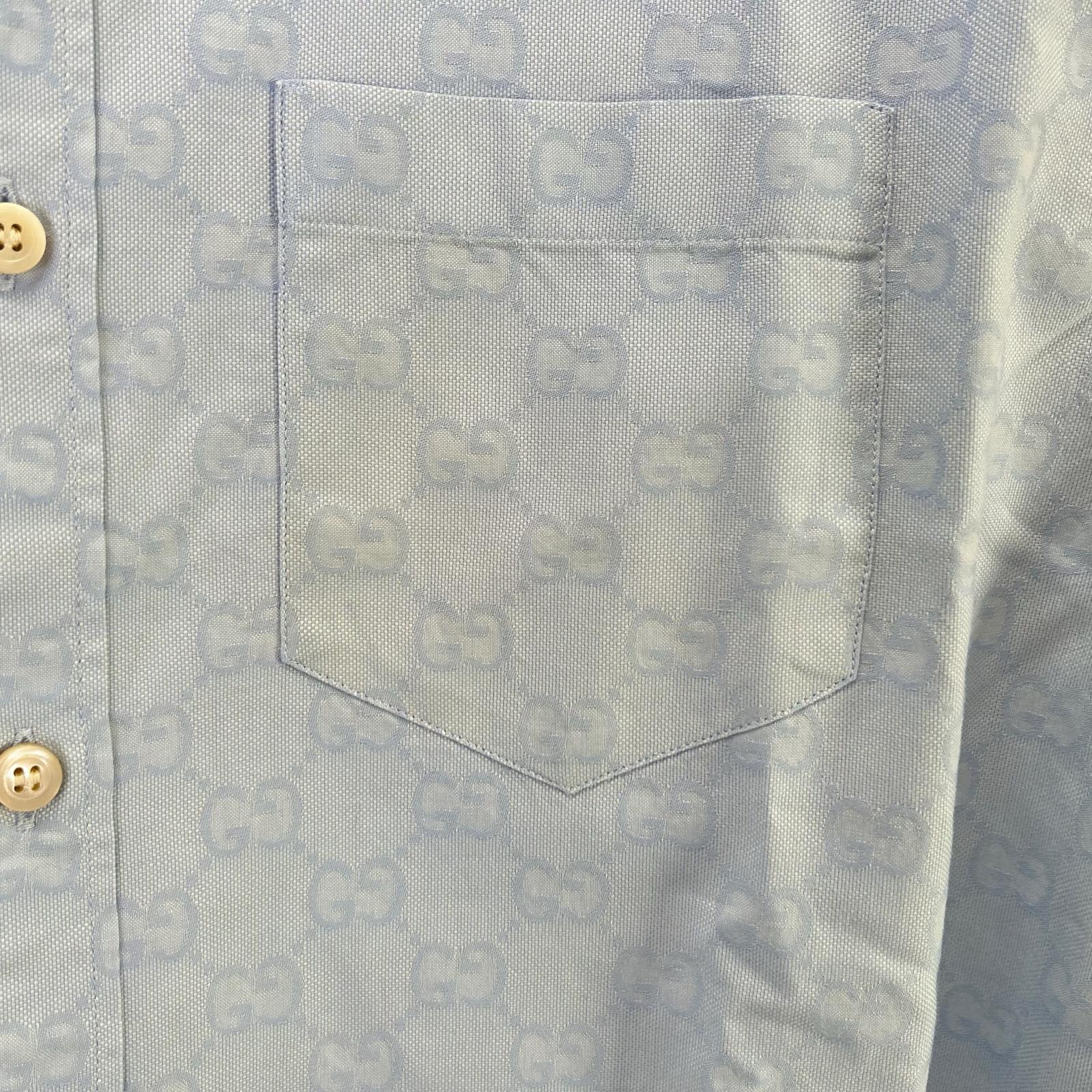 GUCCI グッチ ブルー 770295 ZAM9M GGスプリーム オックスフォードコットン シャツ トップス