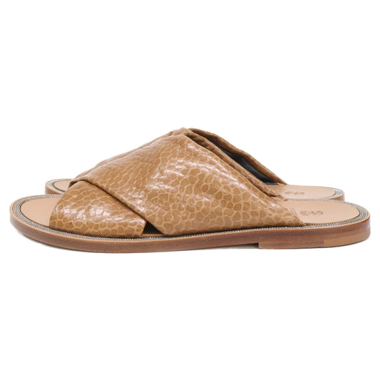 BRUNELLO CUCINELLI ブルネロクチネリ 【美品】レザー モニーレ装飾 クロスサンダル シューズ