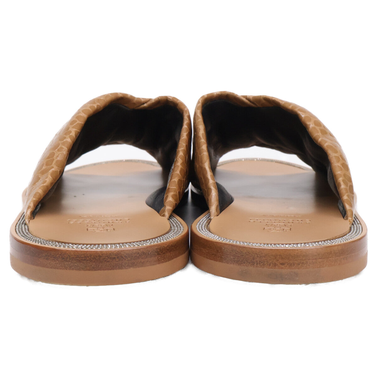 BRUNELLO CUCINELLI ブルネロクチネリ 【美品】レザー モニーレ装飾 クロスサンダル シューズ